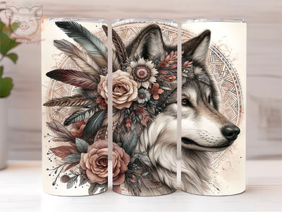 Wolf Dreamcatcher 20oz Tumbler Png, Sublimation Design, Wolf Tumbler Png, Digital Download PNG Sublimation Lara' s Designs 