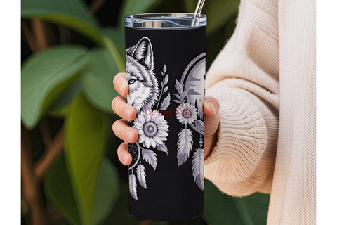 Wolf Dreamcatcher 20oz Tumbler Wrap Sublimation DesignSVG 
