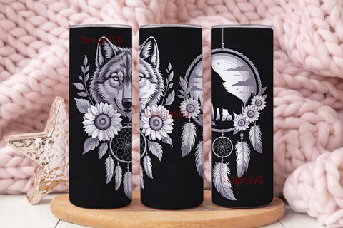 Wolf Dreamcatcher 20oz Tumbler Wrap Sublimation DesignSVG 