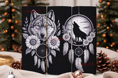 Wolf Dreamcatcher 20oz Tumbler Wrap Sublimation DesignSVG 