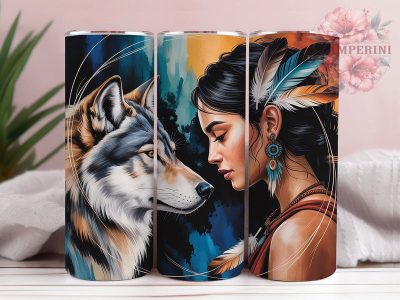 Wolf Dreamcatcher Boho Tumbler Wrap, Dreamcatcher Art, Tribal Style, Boho Women, Ethnic Design, Tumbler Wrap, Sublimation Design Sublimation Li Zamperini 