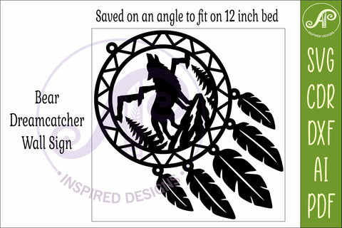 Wolf Dreamcatcher Laser Cut File, Wild Animal Wall Art SVG SVG APInspireddesigns 