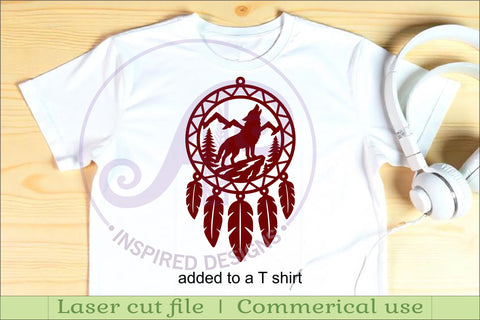 Wolf Dreamcatcher Laser Cut File, Wild Animal Wall Art SVG SVG APInspireddesigns 