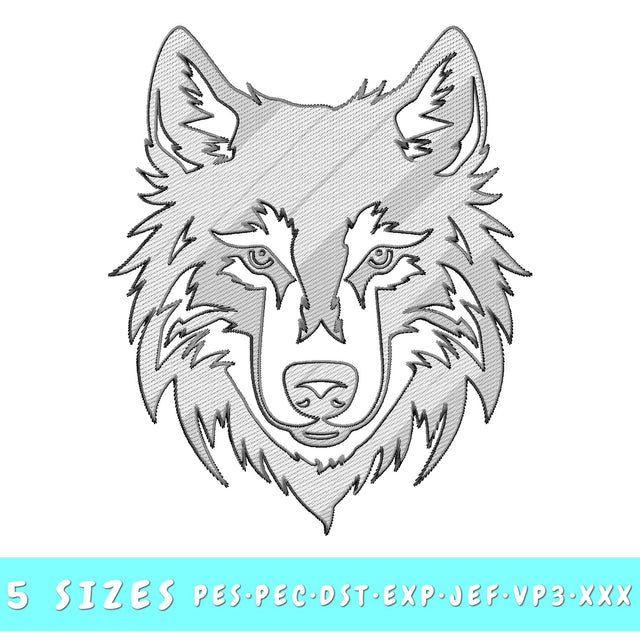Wolf Embroidery Design, 5 Sizes, Wolf PES, Pec, Dst, Exp, Jef, Vp3, Xxx Files Embroidery/Applique DESIGNS HappyDesignStudio 