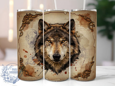 Wolf Face Amber Eyes Rustic 20oz Tumbler, Amber Gold Eyes, Rustic Animal, Grungy Design, Wildlife Theme, Skinny Tumbler, Sublimation PNG Sublimation ToriDesigns 