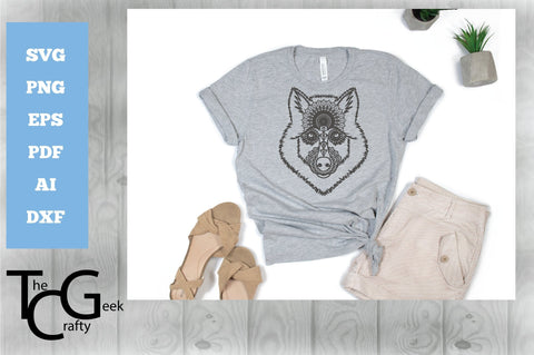 Wolf Face Mandala SVG SVG The Crafty Geek 