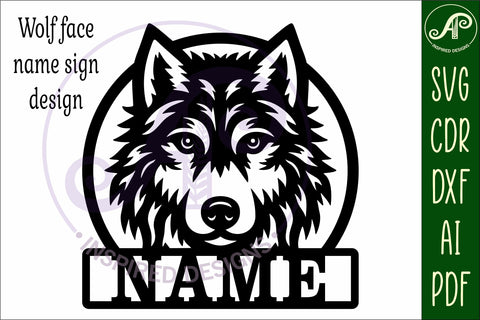 Wolf face name wall art sign, SVG file SVG APInspireddesigns 
