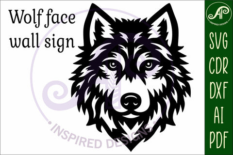 Wolf face wall art sign, SVG file. vector SVG APInspireddesigns 