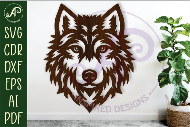 Wolf face wall art sign, SVG file. vector SVG APInspireddesigns 