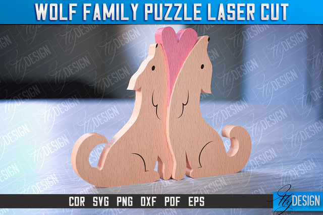Wolf Family Puzzle Laser Cut | Family Puzzle Laser Cut | CNC File SVG Fly Design 