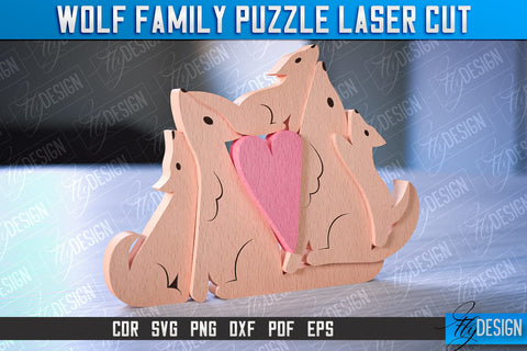 Wolf Family Puzzle Laser Cut | Family Puzzle Laser Cut | CNC File SVG Fly Design 