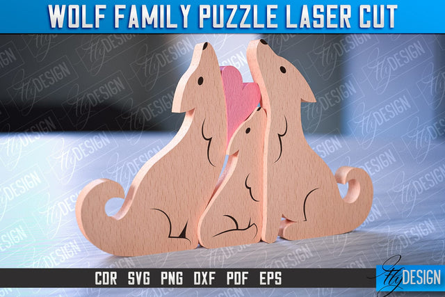 Wolf Family Puzzle Laser Cut | Family Puzzle Laser Cut | CNC File SVG Fly Design 