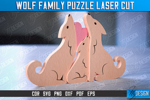 Wolf Family Puzzle Laser Cut | Family Puzzle Laser Cut | CNC File SVG Fly Design 