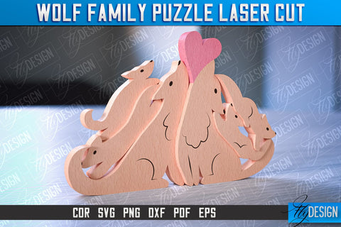 Wolf Family Puzzle Laser Cut | Family Puzzle Laser Cut | CNC File SVG Fly Design 