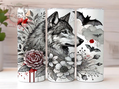Wolf Floral Wildlife Nature Lover 20oz Tumbler Wrap, Nature Lover Gift, Wolf Lover Gift, Sublimation Tumbler Sublimation Lara' s Designs 