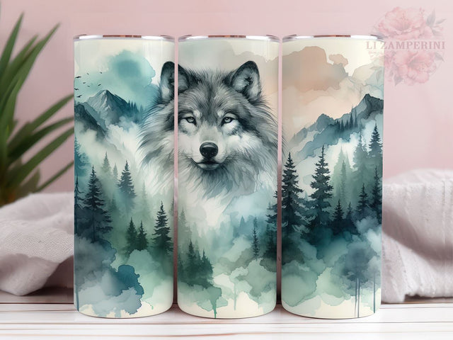 Wolf Forest 20oz Tumbler Wrap PNG, Wolf Tumbler Png, Straight & Tapered Tumbler Wrap, Instant Digital Download Sublimation Li Zamperini 