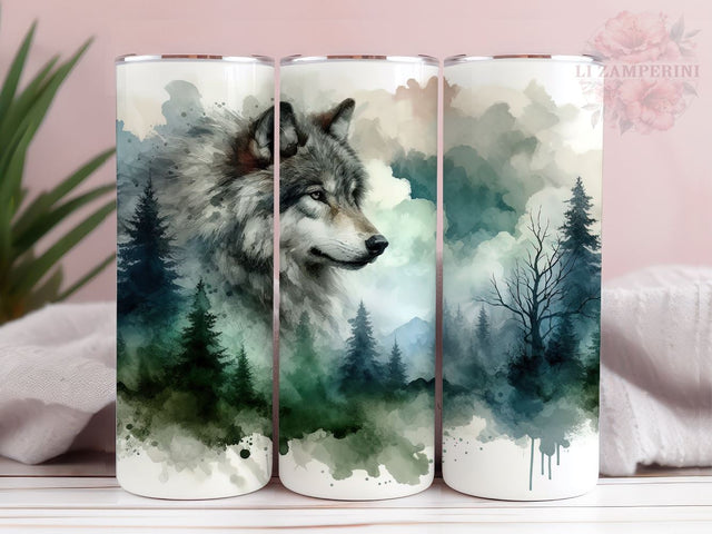 Wolf Forest 20oz Tumbler Wrap PNG, Wolf Tumbler Png, Straight & Tapered Tumbler Wrap, Instant Digital Download Sublimation Li Zamperini 