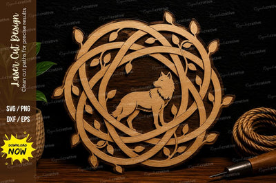 Wolf Forest Wreath Ornament Laser Cut SVG File SVG Regulrcrative 
