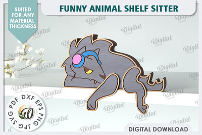 Wolf Funny Decor Laser Cut. Cute Animal. Shelf Sitter SVG SVG Evgenyia Guschina 