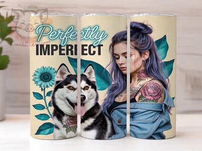 Wolf Girl Spirit Tattoo Tumbler Wrap, Tattooed Woman Art, Spirit Animal Cup, Sunflower Wolf Pattern, Alternative Style Gift, Wild Spirit Design, Empowerment Quote Art Sublimation Lara' s Designs 