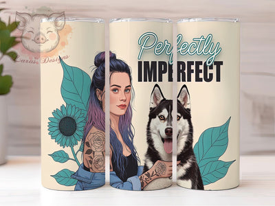 Wolf Girl Spirit Tattoo Tumbler Wrap, Tattooed Woman Art, Spirit Animal Cup, Sunflower Wolf Pattern, Alternative Style Gift, Wild Spirit Design, Empowerment Quote Art Sublimation Lara' s Designs 
