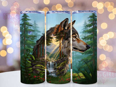 Wolf Head Amber Eyes Wild 20oz Tumbler, Amber Eyes, Majestic Wolf, Gray Brown Fur, Wild Nature, Skinny Tumbler, Sublimation PNG Sublimation SvggirlplusArt 