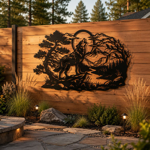Wolf Howling Moon Laser SVG | Wolf Mountain Scene DXF | Laser Cut File | CNC Plasma Cut Metal Wall Art | Wildlife Svg | Glowforge Svg SVG HappyDesignStudio 