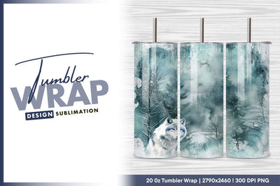 Wolf in winter wonderland tumbler png Sublimation Regulrcrative 