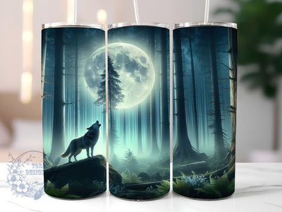 Wolf Moon 20oz Skinny Tumbler, Wolf Tumbler Png, Straight & Tapered Tumbler Wrap, Instant Digital Download Sublimation ToriDesigns 