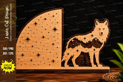 Wolf Moon Night Scene Laser Cut SVG File SVG Regulrcrative 