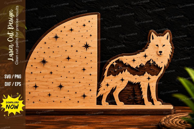 Wolf Moon Night Scene Laser Cut SVG File SVG Regulrcrative 