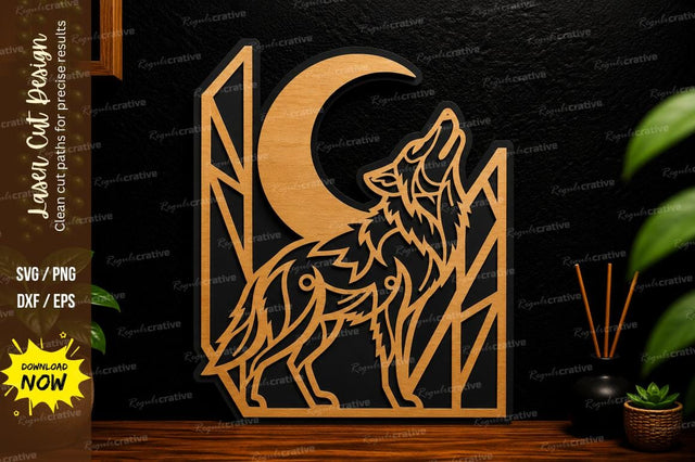 Wolf Moon Scene Laser Cut Svg Design SVG Regulrcrative 