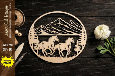 Wolf Mountain Scene Laser Cut, wolf svg, mountain wolf svg, wildlife svg SVG Regulrcrative 