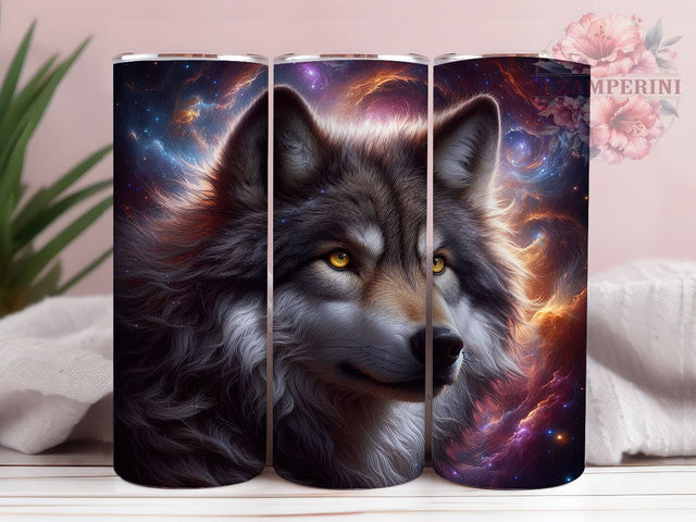 Wolf Night Sky 20oz Wildlife Tumbler, Wolf Tumbler, Night Sky Design, Animal Wrap, 20oz Sublimation, Wildlife Art, Moon and Stars, Nature Lover Gift Sublimation Li Zamperini 