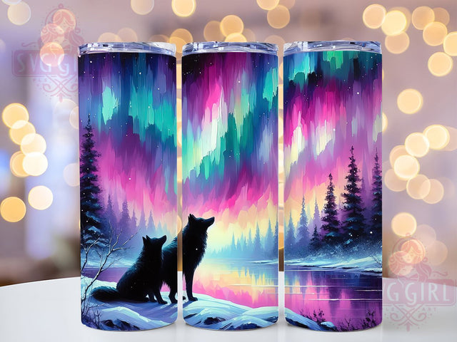 Wolf Northern Lights Tumbler Wrap, Northern Lights Wrap, 20oz Sublimation PNG, Wildlife Tumbler, Aurora Borealis Cup, Wolf Lover Tumbler, Nature Themed Wrap Sublimation SvggirlplusArt 