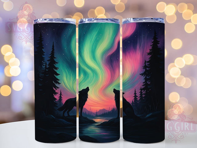 Wolf Northern Lights Tumbler Wrap, Northern Lights Wrap, 20oz Sublimation PNG, Wildlife Tumbler, Aurora Borealis Cup, Wolf Lover Tumbler, Nature Themed Wrap Sublimation SvggirlplusArt 