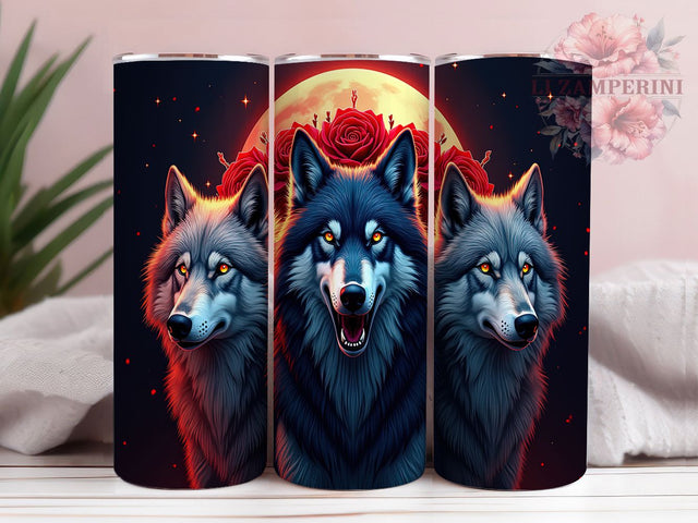 Wolf Pack Moonlight 20oz Mystical Tumbler Wrap, Howling Wolf 20oz Design, Night Sky Wolf Sublimation, Forest Wolves Tumbler, Seamless Wolf Pack Wrap, Mystical Moon Tumbler Sublimation Li Zamperini 
