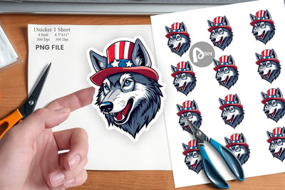 Wolf Patriotic Sticker Sublimation artnoy 
