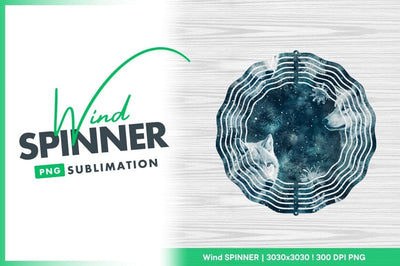 Wolf pattern with snowflakes wind spinner round png Sublimation Regulrcrative 