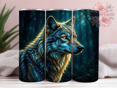 Wolf Portrait Wildlife 20oz Tumbler Wrap, Digital Art Wolf, Wolf in Profile, Wildlife Design, Wolf Art, 20oz Tumbler Wrap, Sublimation PNG Sublimation Li Zamperini 