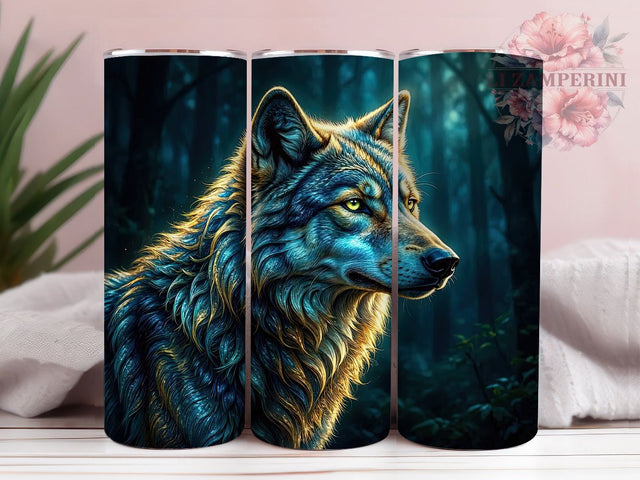Wolf Portrait Wildlife 20oz Tumbler Wrap, Digital Art Wolf, Wolf in Profile, Wildlife Design, Wolf Art, 20oz Tumbler Wrap, Sublimation PNG Sublimation Li Zamperini 