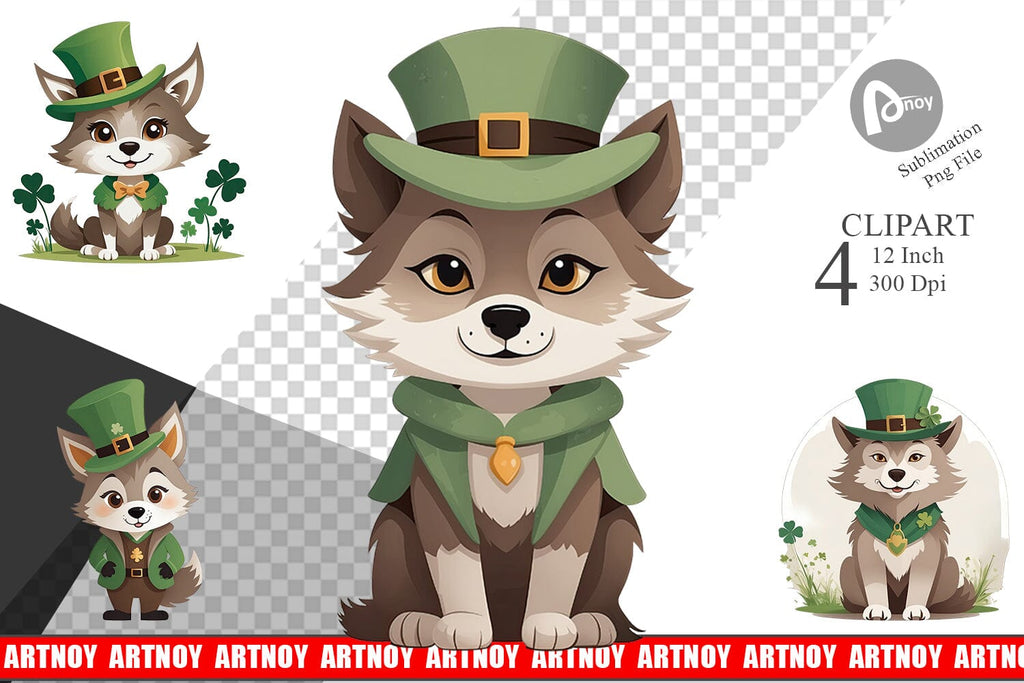 Wolf St. Patrick Clipart - So Fontsy