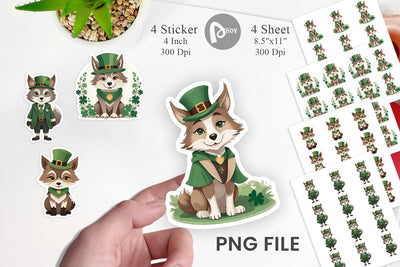 Wolf St. Patrick Sticker Sublimation artnoy 