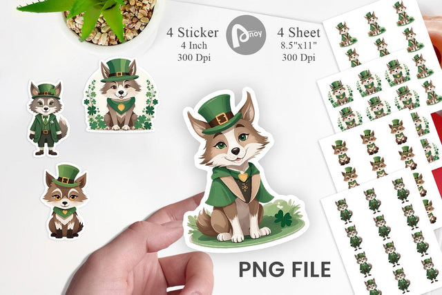 Wolf St. Patrick Sticker Sublimation artnoy 
