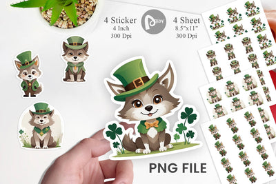 Wolf St. Patrick Sticker Sublimation artnoy 
