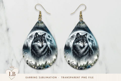 Wolf Teardrop Earring Sublimation PNG Sublimation BijouBay 
