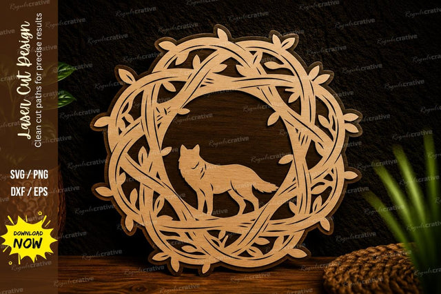 Wolf Vine Wreath Laser Cut Svg Design SVG Regulrcrative 