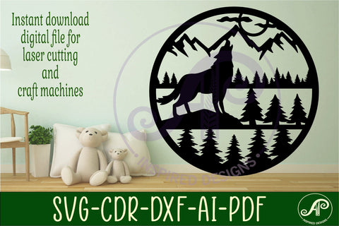 Wolf wall art sign, SVG file. vector SVG APInspireddesigns 