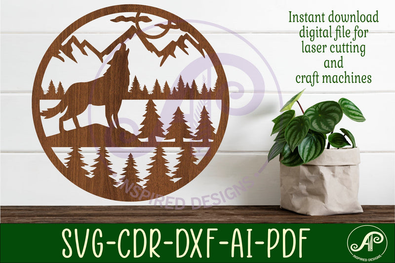 Wolf wall art sign, SVG file. vector - So Fontsy