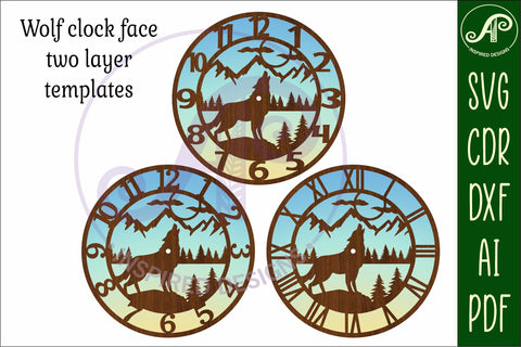 Wolf wall clock laser cut files, SVG SVG APInspireddesigns 